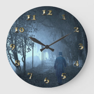 Stranger in the Park in Night Fog Large Clock