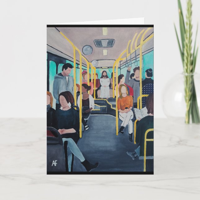 Stranger on the Bus Painting by Alfred Fox Card (Front)