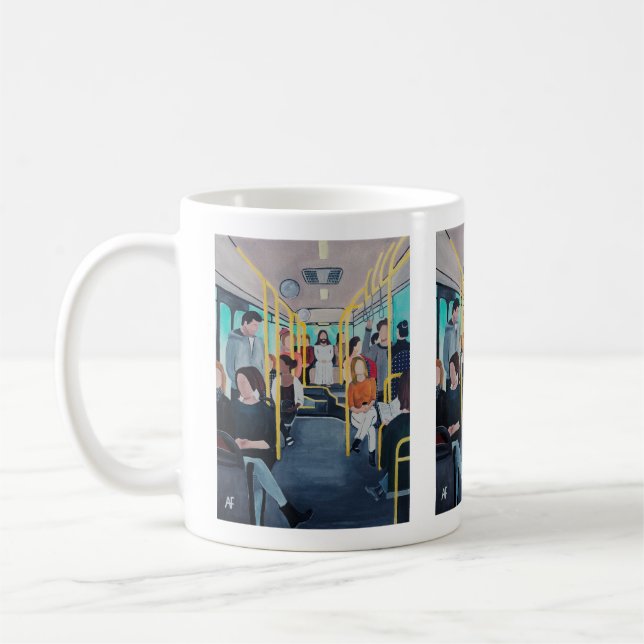 Stranger on the Bus Painting by Alfred Fox  Coffee Mug (Left)