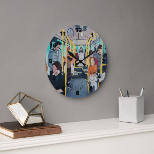 Stranger on the Bus Painting by Alfred Fox Large Clock