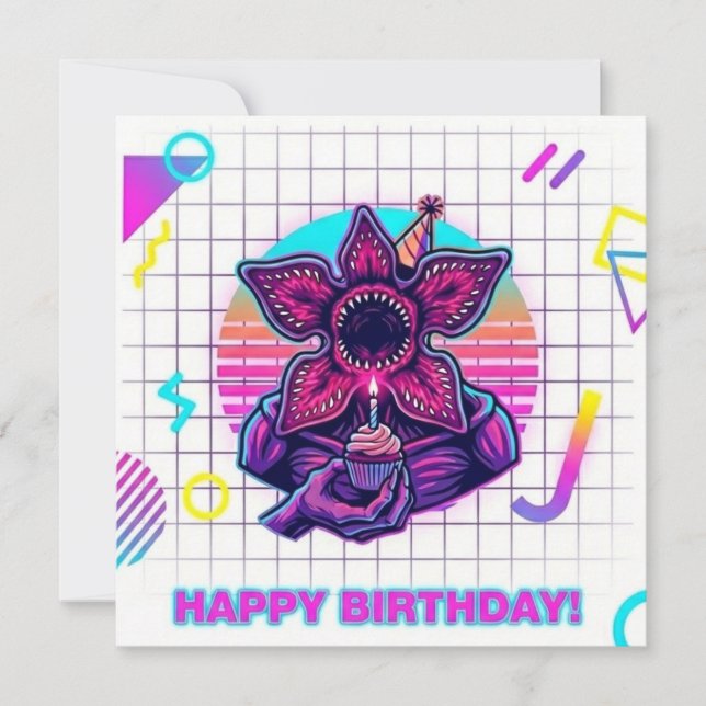 Stranger things Demogorgon Birthday Card (Front)