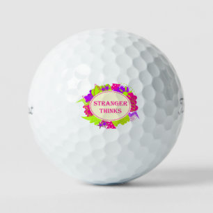 Stranger thinks quote in 80s tv show style golf balls