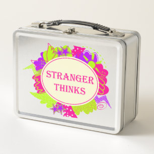 Stranger thinks quote in 80s tv show style metal lunch box