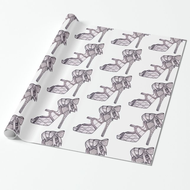 Strappy High Heel Wrapping Paper (Unrolled)