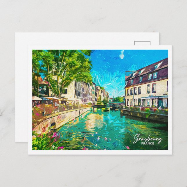 Strasbourg France Beautiful Oil Paint Landscape Postcard (Front/Back)