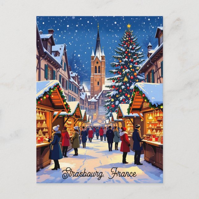 Strasbourg, France Christmas Market Holiday Postcard (Front)