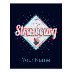 Strasbourg Grand Est France Retro Rooster Vintage Poster