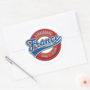 Strasbourg Grand Est region France Retro logo Classic Round Sticker
