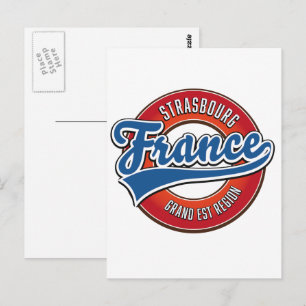 Strasbourg Grand Est region France Retro logo  Postcard