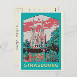 Strasbourg St Paul Church illustration France Post Postcard