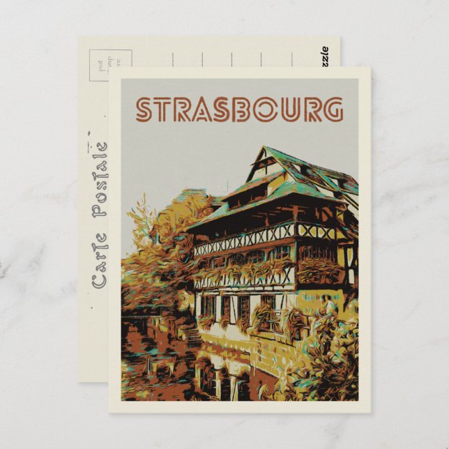 Strasbourg typical house illustration France Postcard (Front/Back)