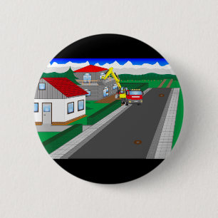Straßen und Hausbau 6 Cm Round Badge