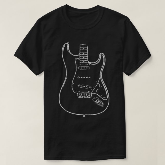 Strat Electric Guitar Line Art  Gift idea for Guit T-Shirt (Design Front)