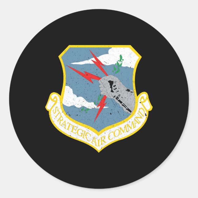 Strategic Air Comd Sac Cold War Grunge Classic Round Sticker (Front)