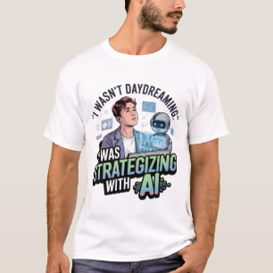 Strategising with AI – Funny Daydreaming Slogan T-Shirt