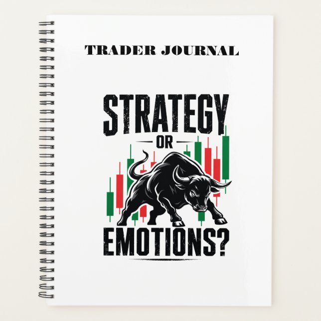 Strategy or Emotions Bull Trading Mindset Design Planner (Front)