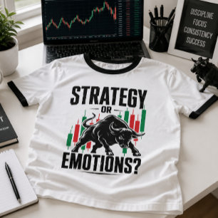 Strategy or Emotions Bull Trading Mindset Design T-Shirt