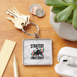 Strategy or Emotions Trading Mindset marble Design Key Ring