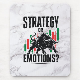 Strategy or Emotions Trading Mindset marble Design Mouse Pad