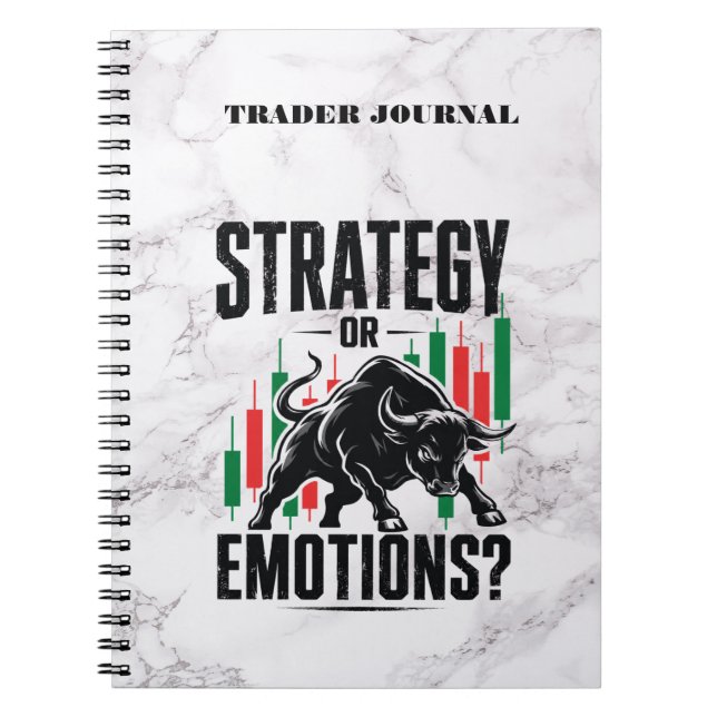 Strategy or Emotions Trading Mindset marble Design Notebook (Front)