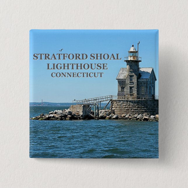 Stratford Shoal Lighthouse, Connecticut 15 Cm Square Badge (Front)