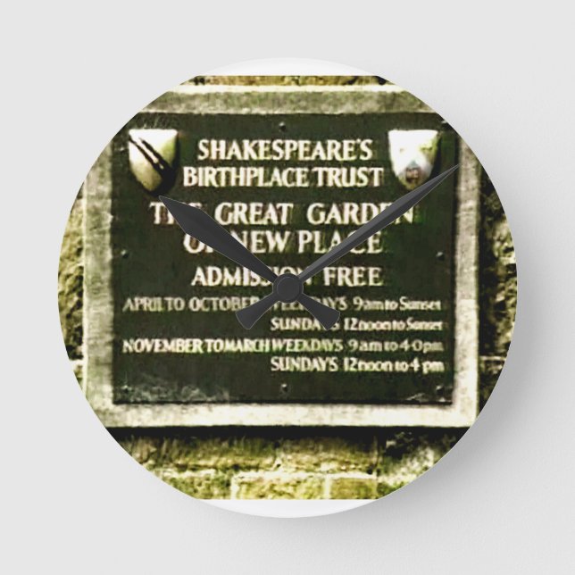 Stratford-upon-Avon  Shakespeare's Birth jGibney Round Clock (Front)