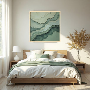 Stratified Sage Abstract - Organic Modern Poster