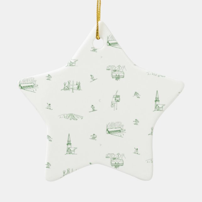 Stratton Mountain Toile  - green ornament (Front)