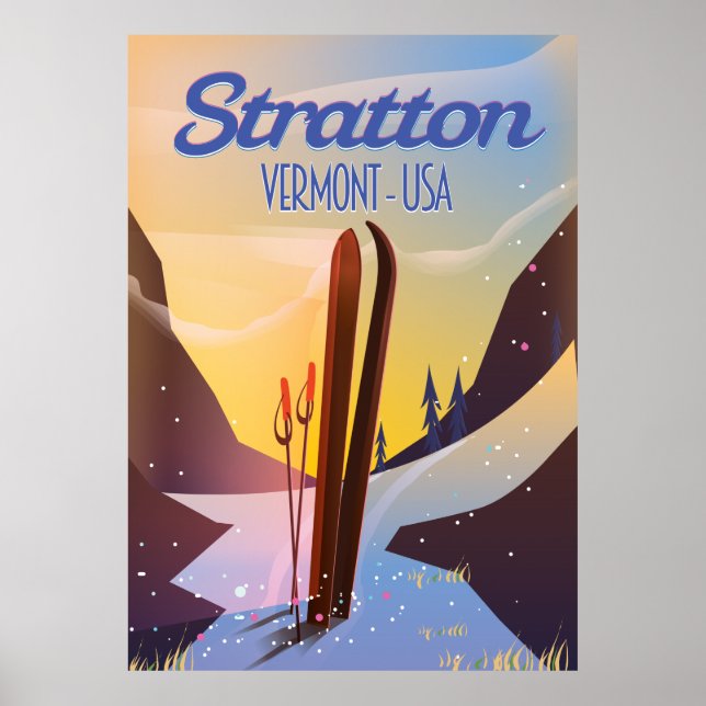 Stratton Vermont ski travel poster (Front)
