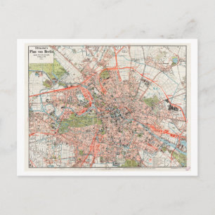 Straube's Vintage Map of Berlin, Germany, Postcard
