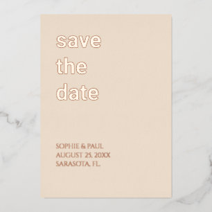 Straw Beige Save the Date Rose Gold