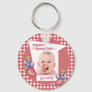 Straw - Berry First Birthday Key Ring