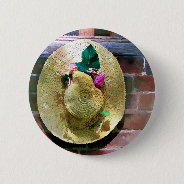 STRAW BONNET 6 CM ROUND BADGE (Front)