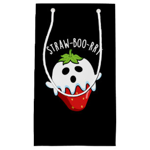 Straw-boo-rry  Funny Strawberry Pun Dark BG Small Gift Bag