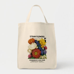 Straw Flowers Seed Packet Label Tote Bag