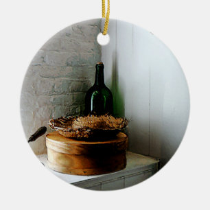 Straw Hat and Hatbox Ceramic Tree Decoration