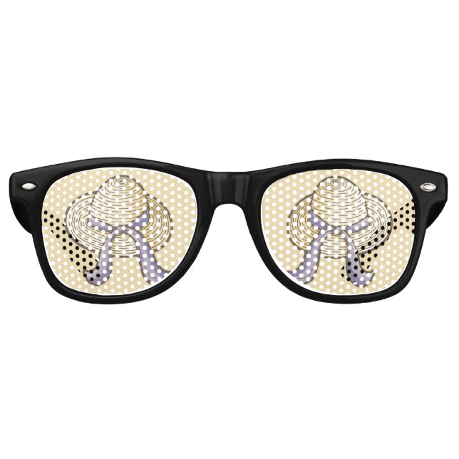 Straw Hat Beige Retro Sunglasses (Front)