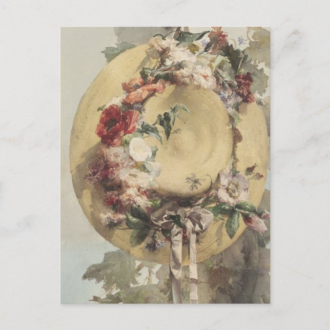 Straw Hat with Roses by Angelo Rossi Postcard (Front)