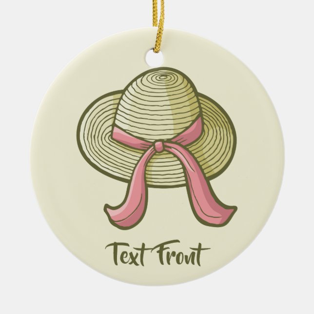Straw Hat Yellow Ceramic Tree Decoration (Front)