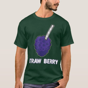 Straw Raspberry Pun Summer Fruits Vegan Food Veget T-Shirt