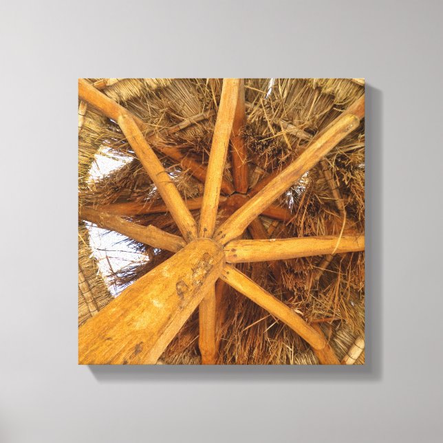 Straw Umbrella Canvas Print (Front)