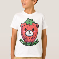 Strawbearry! Cute Strawberry Bear Pun Cartoon