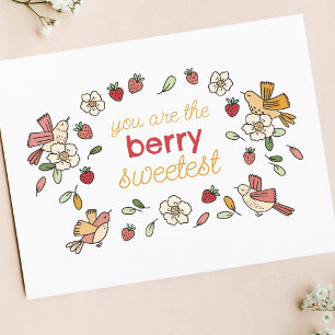 Strawberries and Birds Thank You Berry Much Card