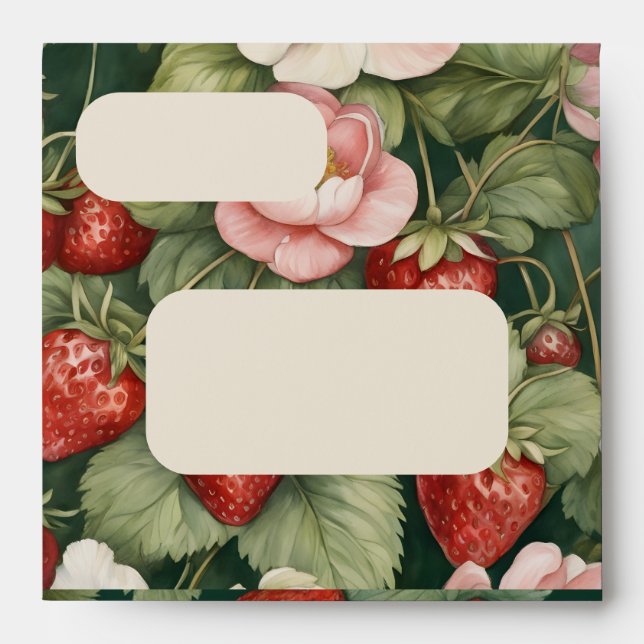 Strawberries and Blooms Sqaure Invitation Envelope (Front)