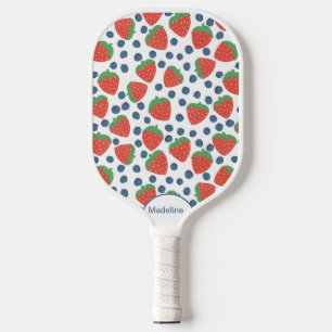 Strawberries and Blueberries Fruit Pattern Pickleball Paddle