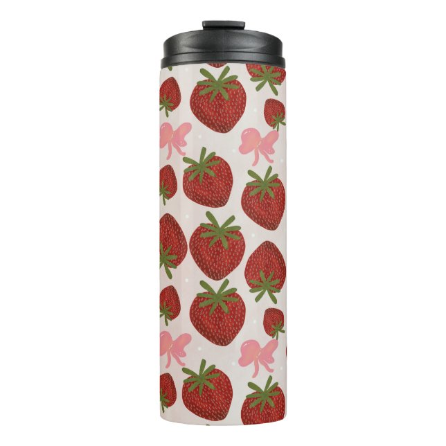 Strawberries and Bows Thermal Tumbler (Front)