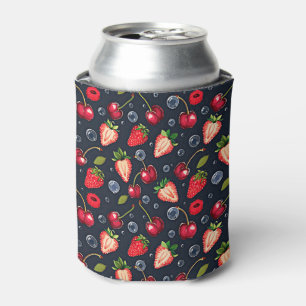 Strawberries and cherries on a dark background   can cooler