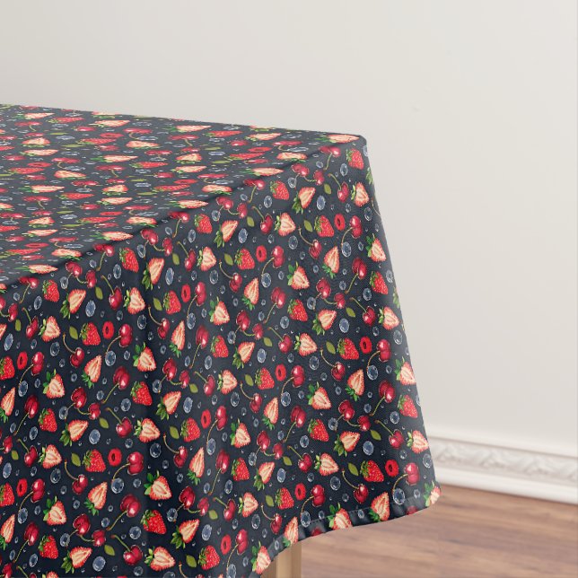 Strawberries and cherries on a dark background   tablecloth (In Situ)