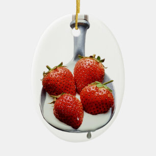 Strawberries and Cream Ceramic Tree Decoration