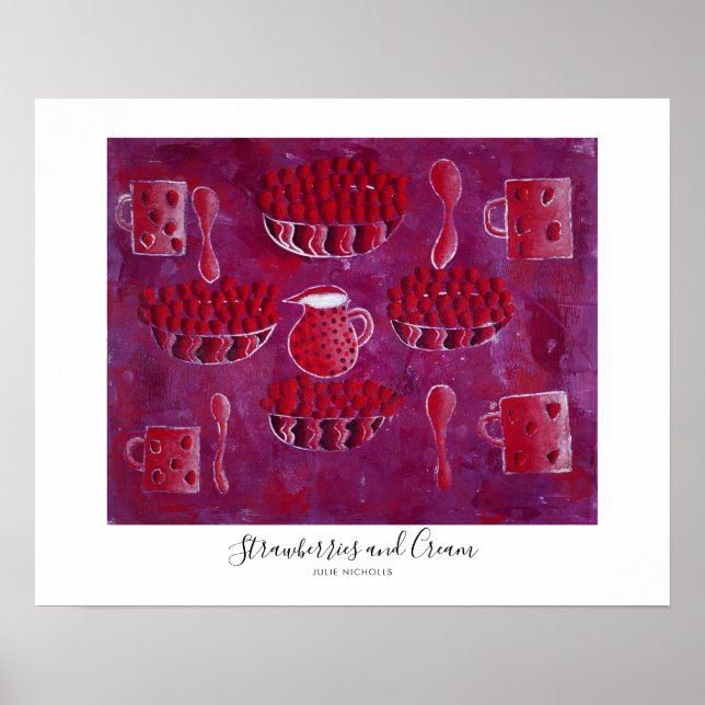 Strawberries and Cream Painting Poster (Front)